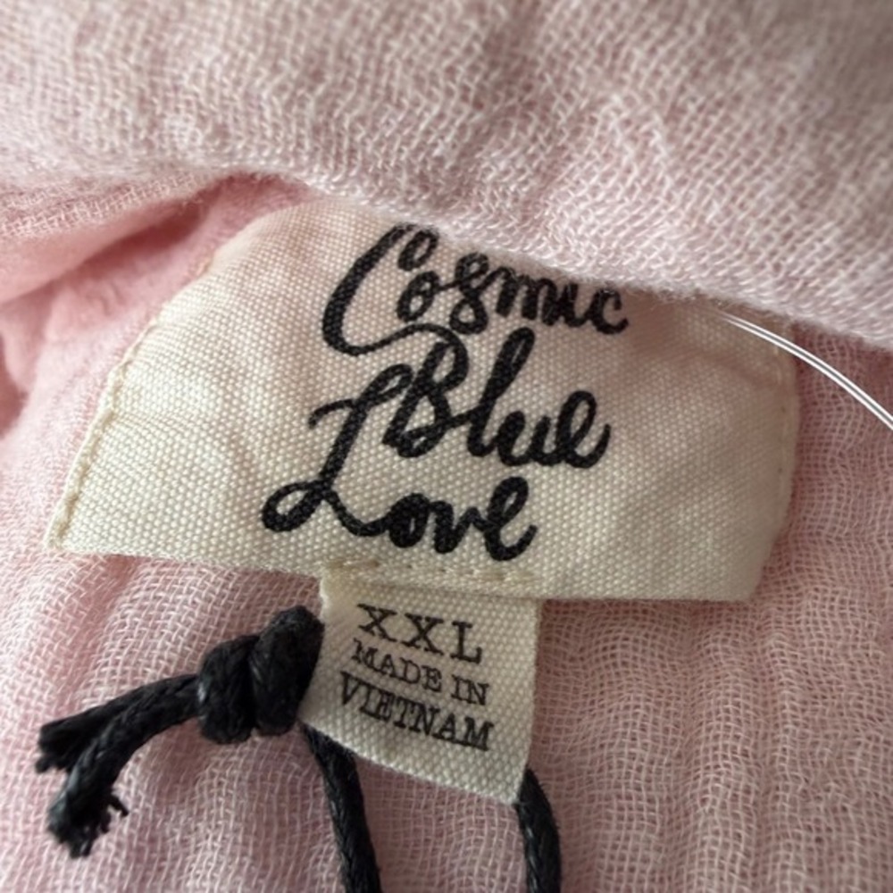 Cosmic Blue Love Seashell Pink Double Gauze Button Down Shirt XXL NWT - Picture 8 of 9